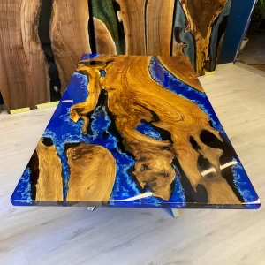 Custom Ocean Table, Epoxy Resin Table, Epoxy Dining Table, Live edge Walnut Table
